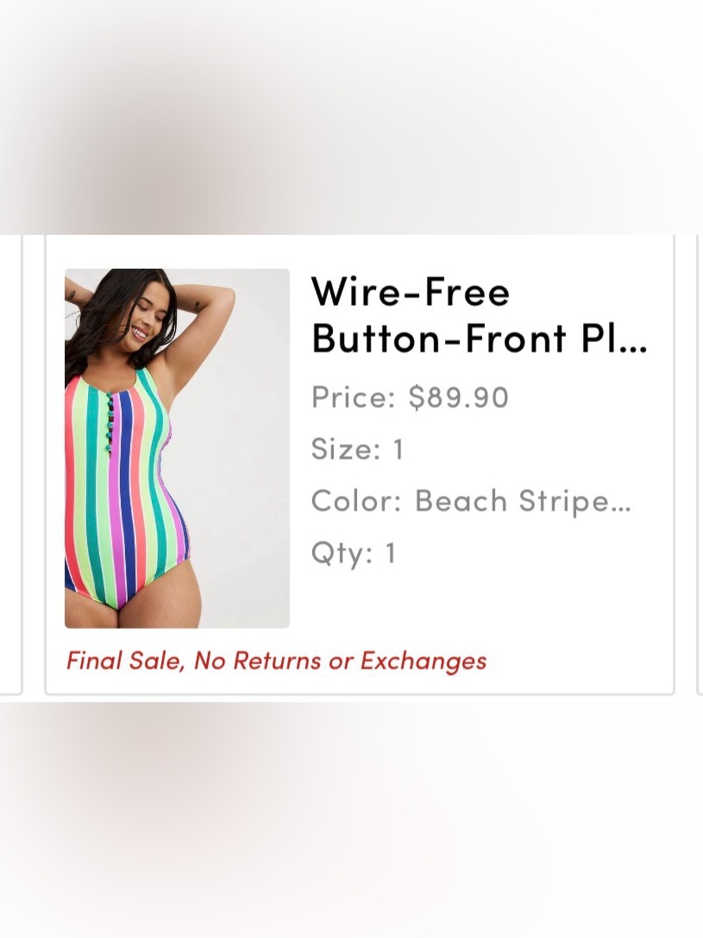 Torrid Wire Free Button Front Plunge Cheeky One Piece Swimsuit - Picture 9 of 9